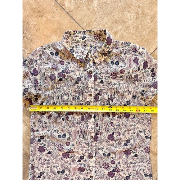 Shyanne Semi-sheer Floral Western Button Up Shirt Women XS Purple Floral Cowgirl - Picture 12 of 13
